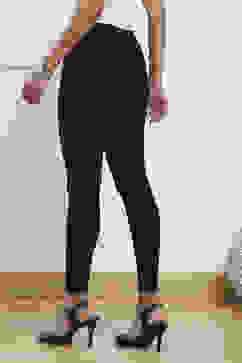 Black Cotton Blend Solid Leggings image number 5