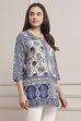Indigo Cotton Straight Kurta image number 4