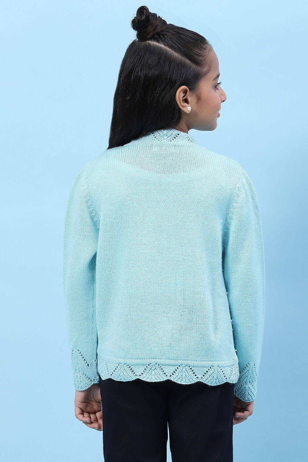 Powder Blue Acrylic Blend Front Open Shrug image number 4