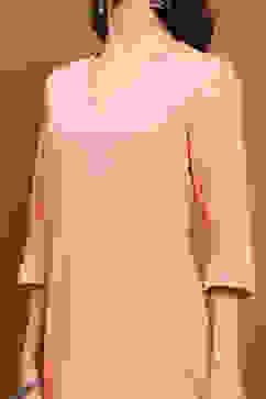 Peach-Coloured Cotton Blend Solid Straight Kurta image number 1