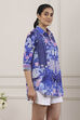 Blue Cotton Floral Printed Shirt image number 4