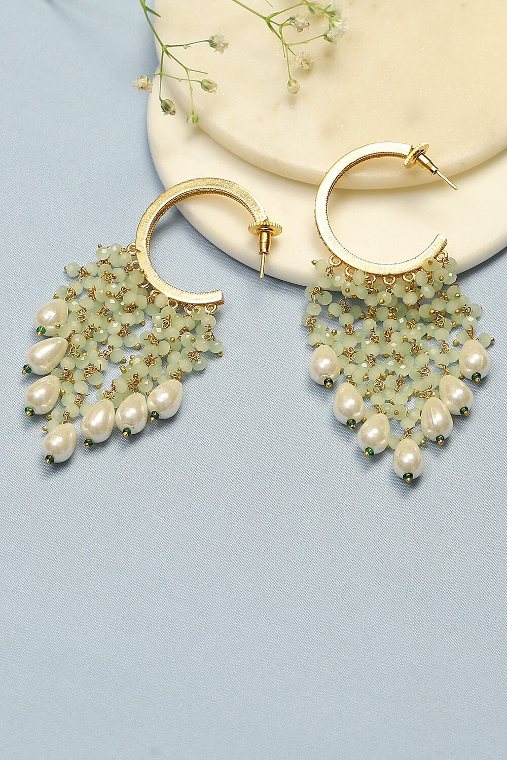 Mint Green Brass Earrings image number 0