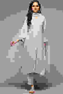 Sea Green Viscose Straight Kurta Pants Suit Set image number 7