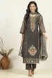 Teal Chanderi Unstitched Suit Set image number 7