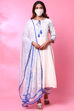 Off White Cotton Anarkali Kurta Palazzo Suit Set image number 5