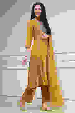 Mustard Yellow Solid A-Line Suit Set image number 5