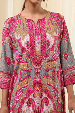 Pink Printed Straight Kurta image number 1