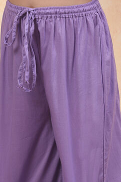 Lavender Pure Cotton Floral Printed Tiered Suit Set image number 2