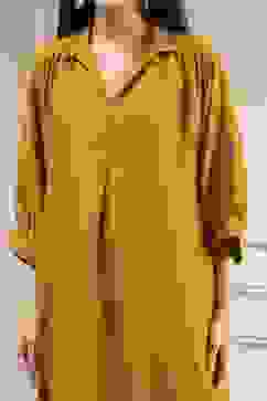 Ochre Yellow Polyester A-Line Dyed Kurta Pants Set image number 1