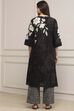 Black Cotton Floral Printed Straight Kurta Set image number 4
