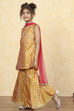 Yellow Brocade Yarndyed Fitted Sharara Suit Set image number 3
