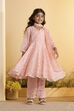 Peach Embroidered Straight Kurta Set