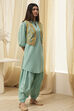 Sage Green Cotton Pathani Straight Kurta Set image number 5