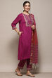 Beige Rayon flax Narrow Kurta Pant Suit Set image number 6