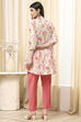 Earthy Blue Cotton Floral Flared Short Kurta image number 3