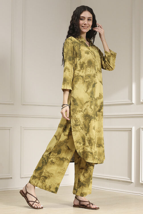 Green Printed Kurta Pants Co-ord Set image number 5