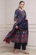 Navy Cotton Anarkali Printed Suit Set image number 5