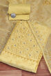 Mustard Net Hand Embroidered Unstitched Suit Set image number 0
