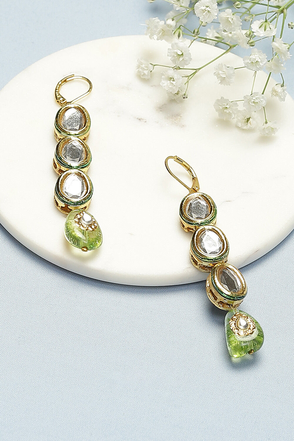 Green Brass Earrings image number 0
