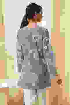 Blue Floral Printed Short Straight Kurta image number 3