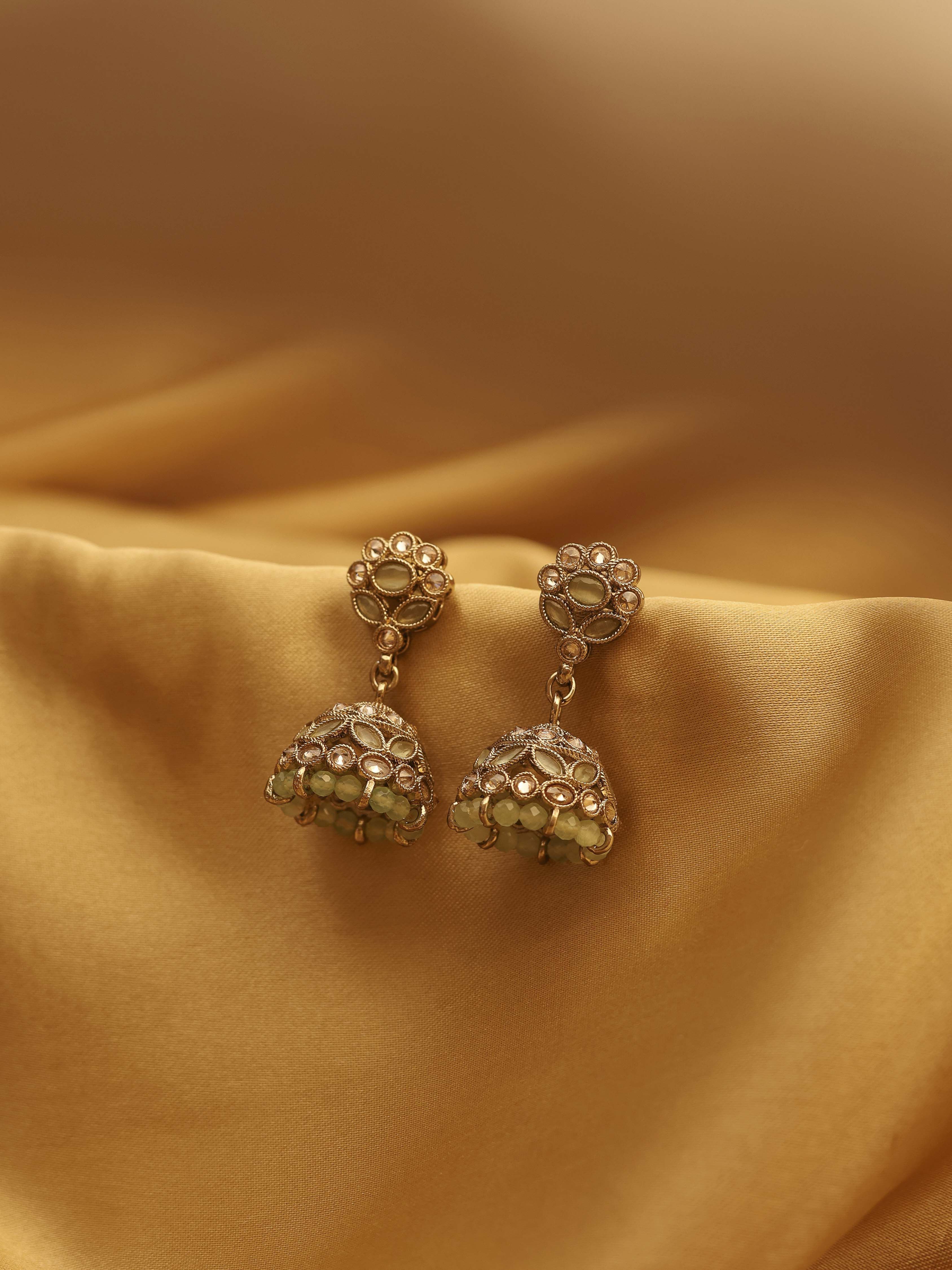 biba Mint Green Brass JhumkaMint Green Brass Jhumka-picture-250