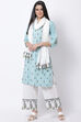 Sea Green Cotton Straight Kurta Palazzo Suit Set image number 2