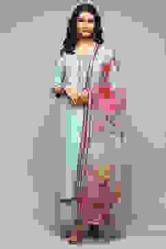 Sea Green Poly Viscose A-Line Kurta Palazzo Suit Set image number 7