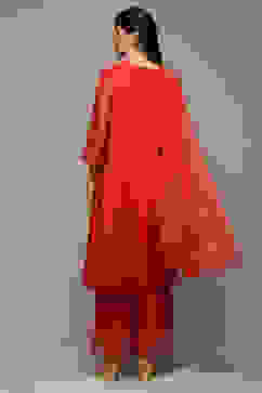 Rust Viscose & Metallic Straight Kurta Palazzo Suit Set image number 4