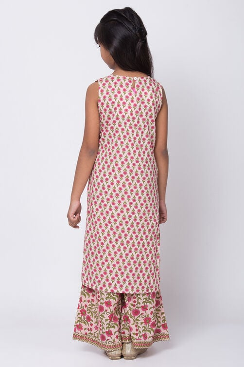 Peach Cotton Straight Straight Kurta Palazzo Suit Set image number 4