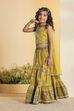 Yellow Cotton Floral Gathered Lehenga Set image number 3