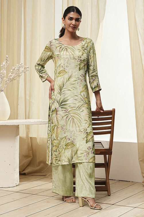 Pink Modal Floral Printed Straight Kurta Set image number 7