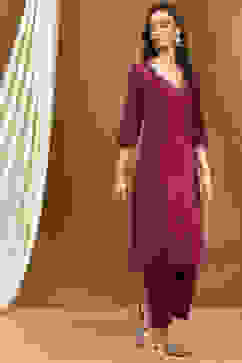 Mulberry Purple Viscose Straight Festive Kurta image number 0