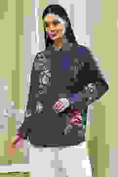 Blue Cotton Floral Printed Shirt image number 2