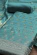 Turquoise Cotton Printed Embroidered Unstitched Suit Set image number 1