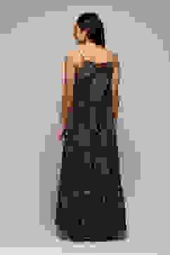 Black Polyester Tiered Dress image number 4