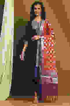 Purple Embroidered Kalidar Suit Set image number 7