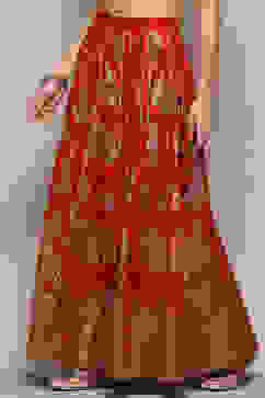 Red Polyester Printed Flared Skirt image number 2