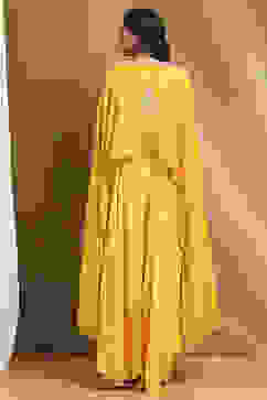 Yellow Embroidered Fusion Set image number 4