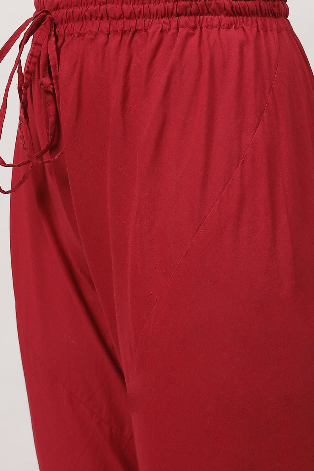 Red Cotton Silk Anarkali Yarndyed Suit Set image number 3