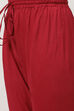 Red Cotton Silk Anarkali Yarndyed Suit Set image number 3