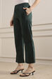 Green Cotton Flared Dyed Palazzo Pants image number 0