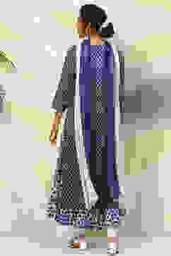 Indigo Straight Kurta Churidar Suit Set image number 4