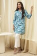 Blue Rayon Straight Printed Kurta image number 0