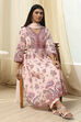 Peach-Colored Cotton Floral Flared Suit Set image number 0