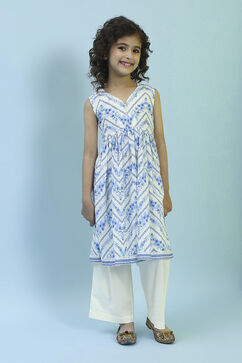 Cream Cotton Gathered Suit Set image number 6