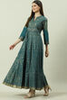 Black Cotton Flared Printed Dress image number 2
