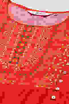 Red Cotton A-Line Printed Kurta image number 1