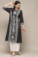 Black & White Printed Straight Kurta