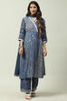 Indigo Rayon A-Line Kurta Palazzo Suit Set image number 0