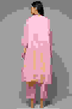 Blush Pink Cotton Blend Straight Kurta Pant Suit Set image number 4